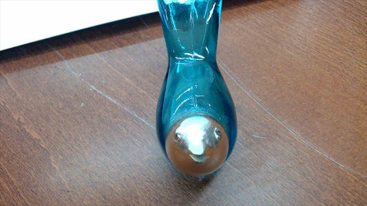 Vintage Avon Aqua Blue Glass Bird Perfume Bottle with Silver-Tone Metal Head — Empty