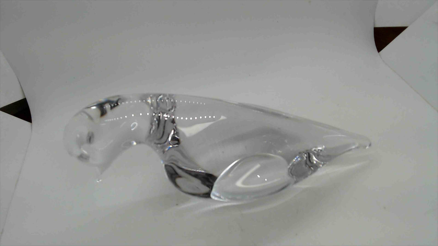 Large Heavy Crystal Art Glass Bird Figurine Sculpture — Dove or Pigeon, 9" Long, 2.5 lbs