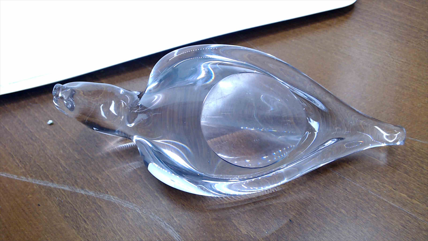 Large Heavy Crystal Art Glass Bird Figurine Sculpture — Dove or Pigeon, 9" Long, 2.5 lbs