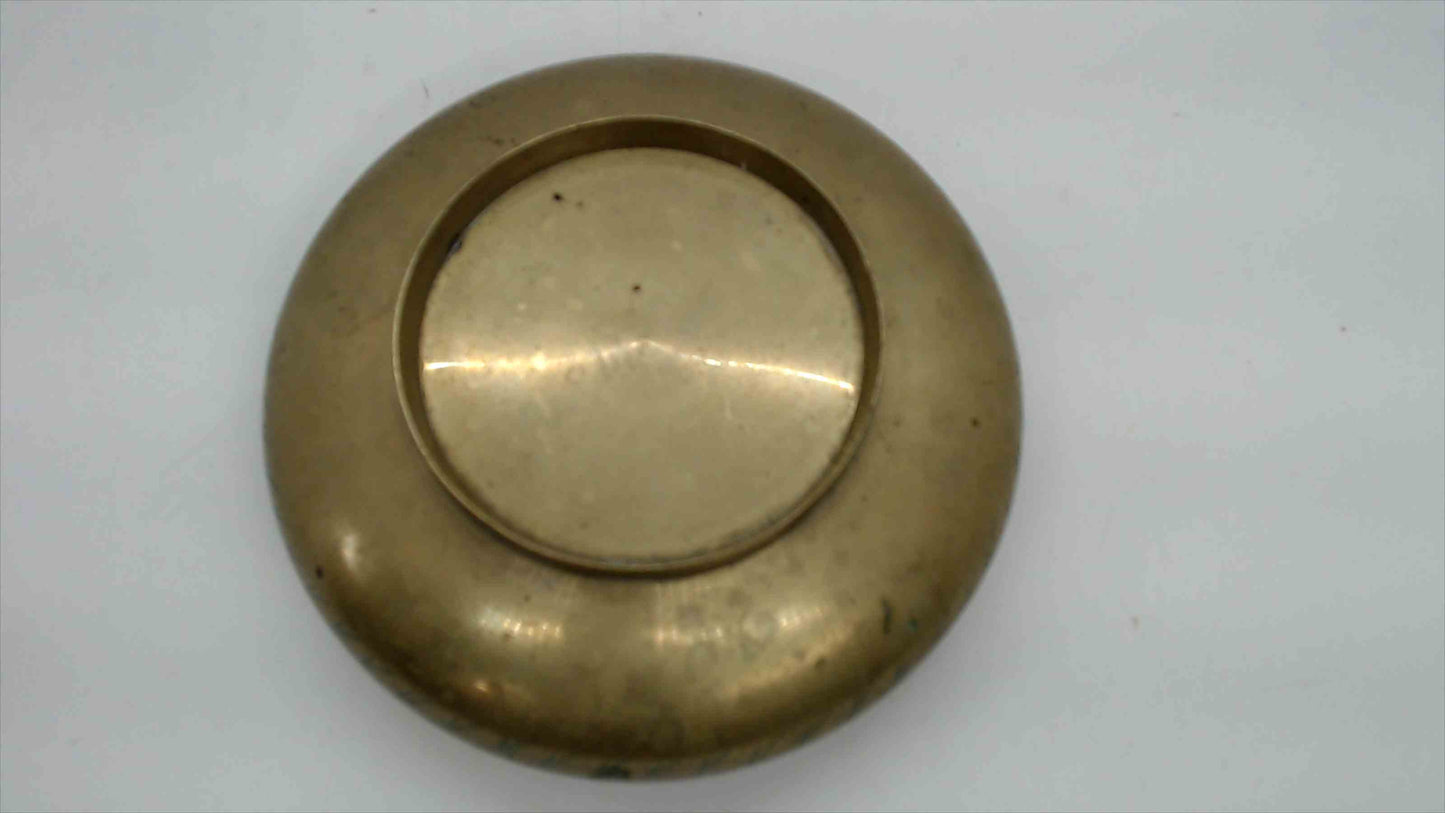 Vintage Brass Bowl with Red Enamel Floral Inlay, 6" — India