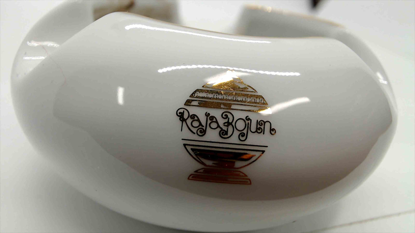Dankotuwa Porcelain Ashtray with Gold Rim, Raja Bojun, 3.5" — Sri Lanka