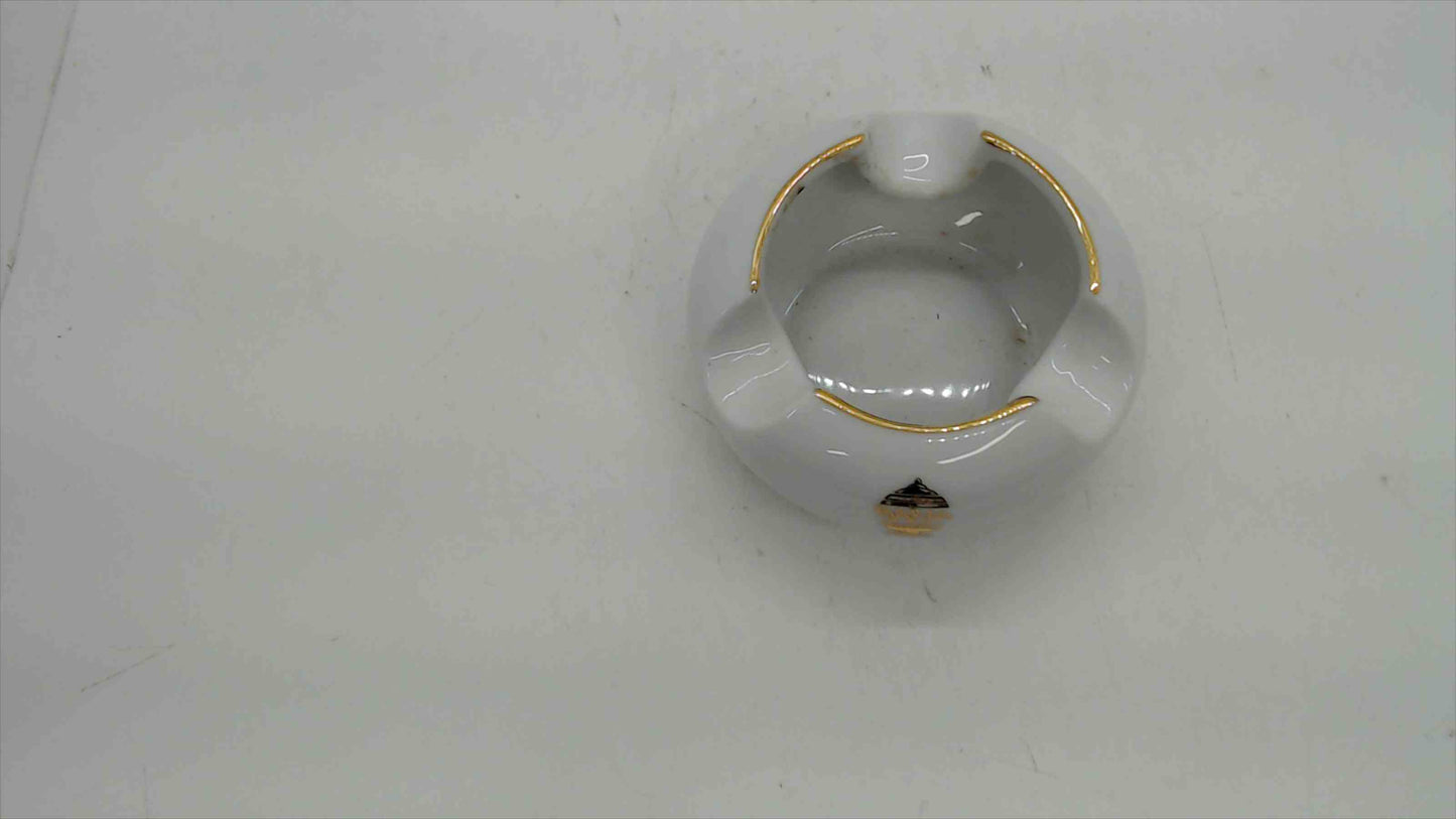 Dankotuwa Porcelain Ashtray with Gold Rim, Raja Bojun, 3.5" — Sri Lanka