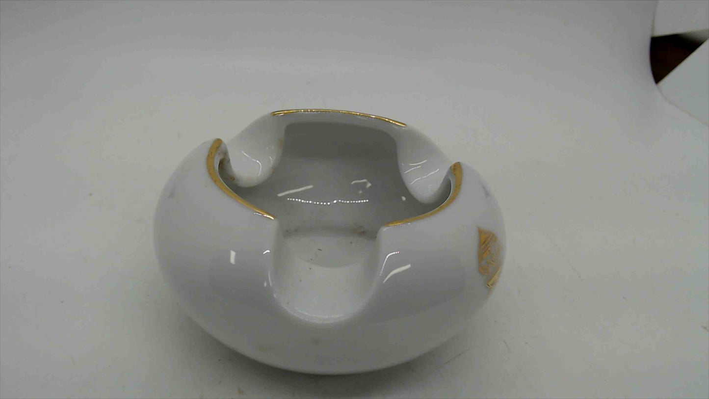 Dankotuwa Porcelain Ashtray with Gold Rim, Raja Bojun, 3.5" — Sri Lanka