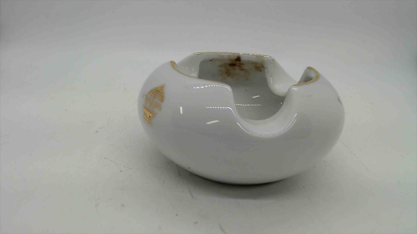 Dankotuwa Porcelain Ashtray with Gold Rim, Raja Bojun, 3.5" — Sri Lanka
