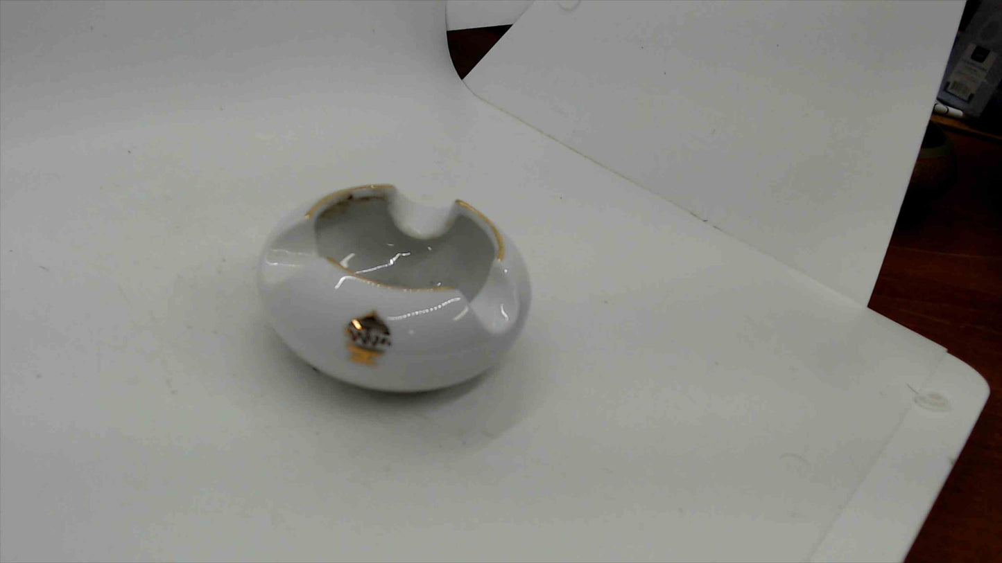 Dankotuwa Porcelain Ashtray with Gold Rim, Raja Bojun, 3.5" — Sri Lanka