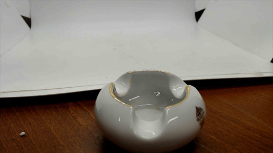 Dankotuwa Porcelain Ashtray with Gold Rim, Raja Bojun, 3.5" — Sri Lanka