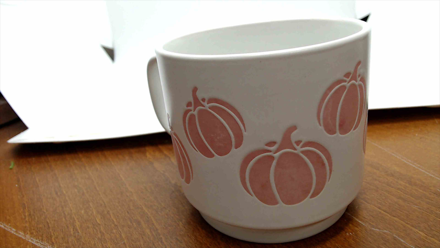 Sheffield Home Pumpkin Mug, White & Pink, 3.5" — Microwave & Dishwasher Safe