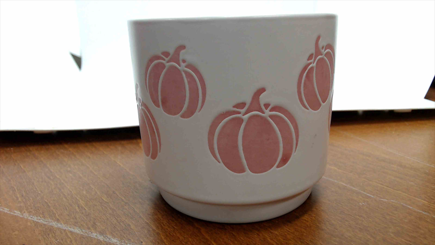 Sheffield Home Pumpkin Mug, White & Pink, 3.5" — Microwave & Dishwasher Safe