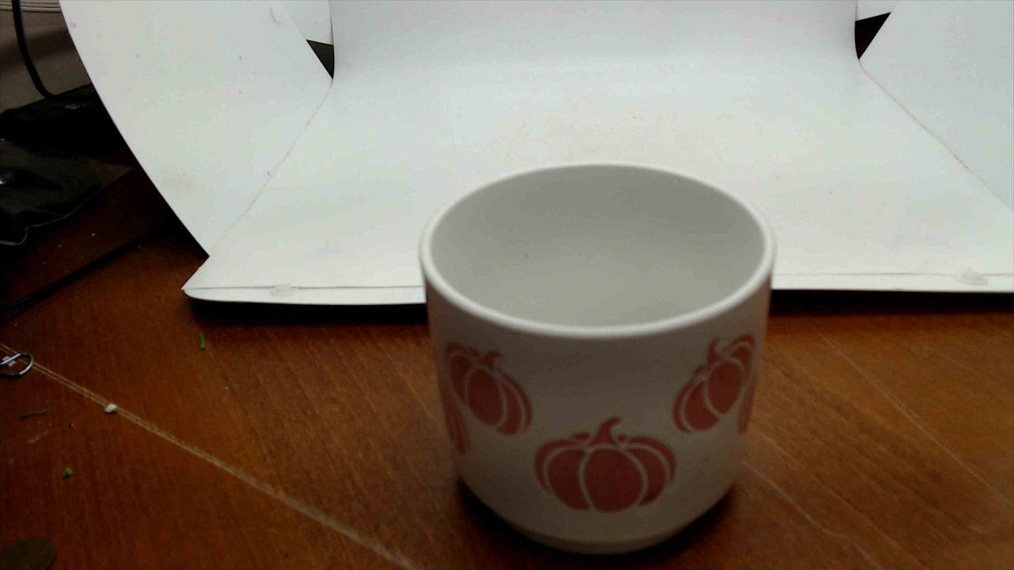 Sheffield Home Pumpkin Mug, White & Pink, 3.5" — Microwave & Dishwasher Safe