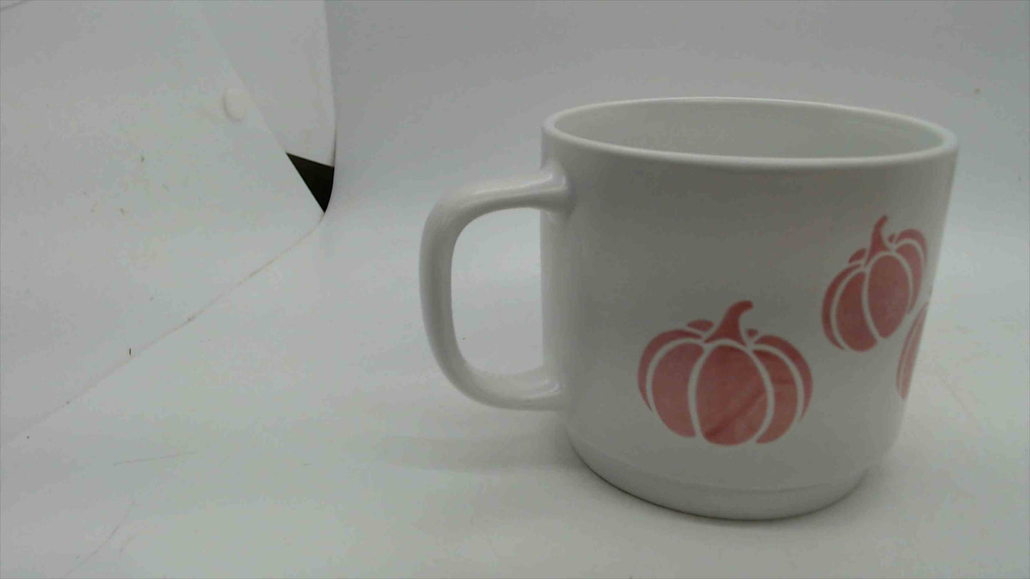 Sheffield Home Pumpkin Mug, White & Pink, 3.5" — Microwave & Dishwasher Safe