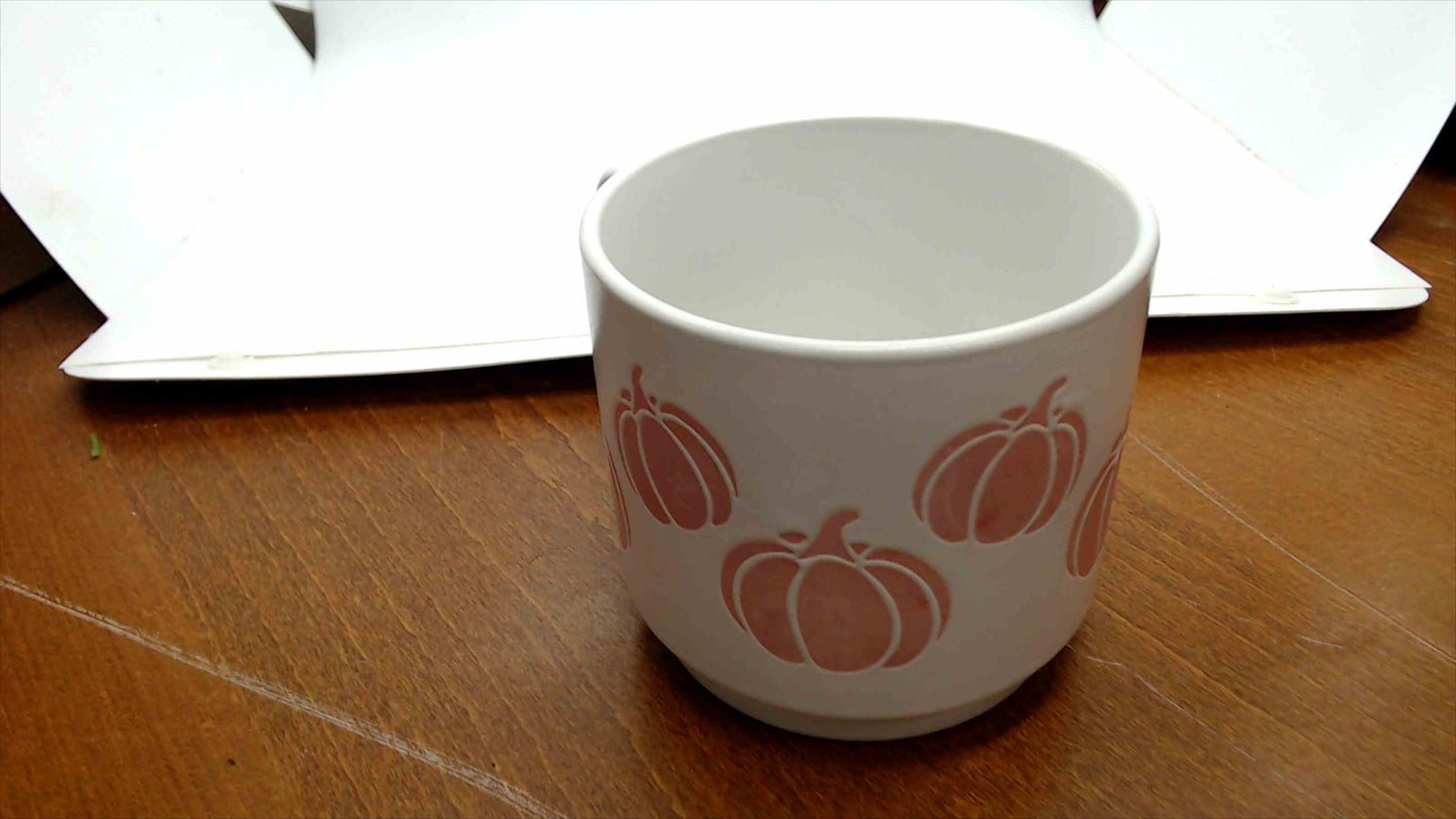 Sheffield Home Pumpkin Mug, White & Pink, 3.5" — Microwave & Dishwasher Safe