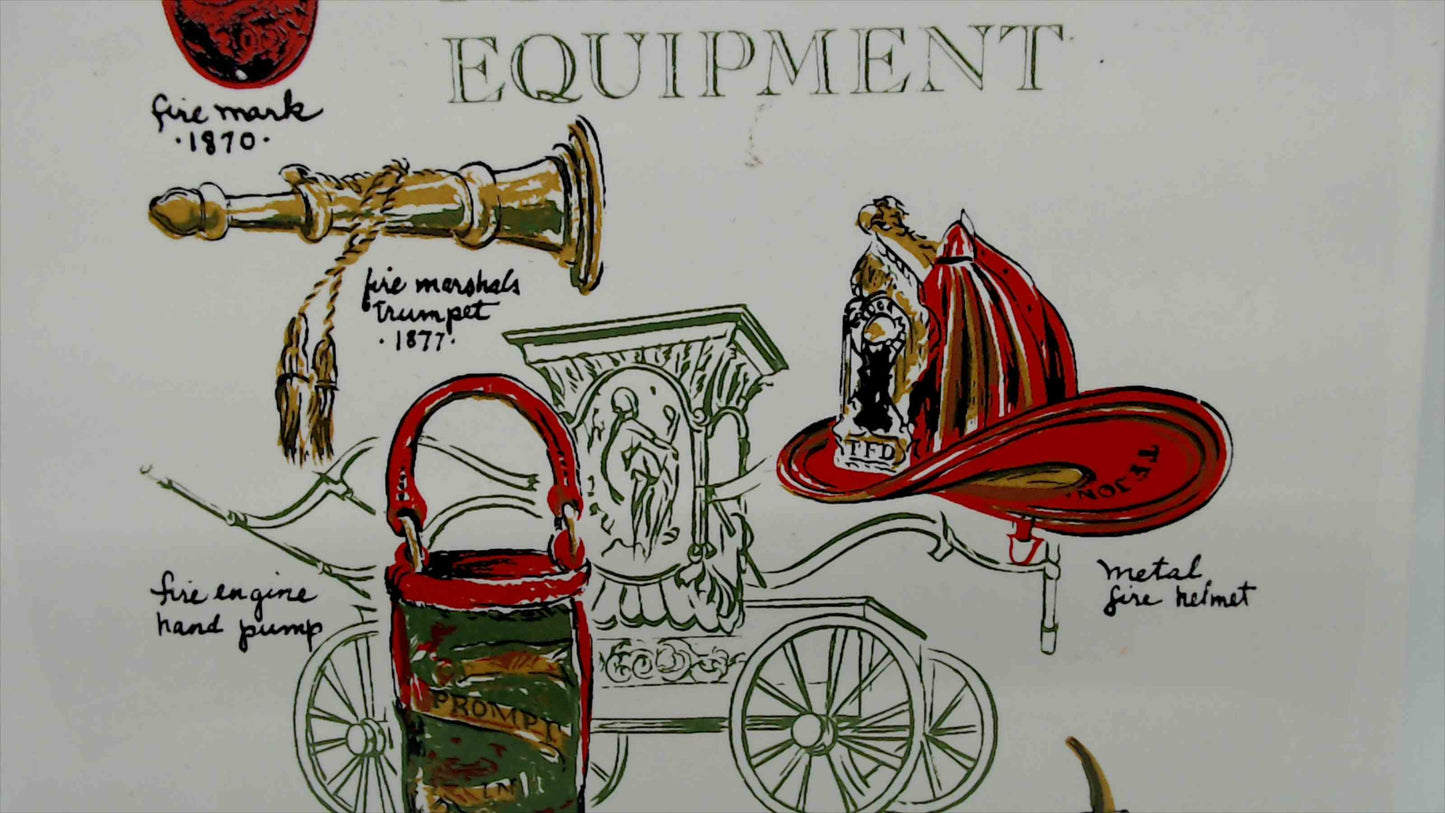 Screencraft "Early American Fire Equipment" Ceramic Tile Trivet, 6"×6" — Cape Cod, Phyllis Howard