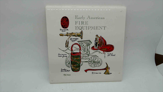 Screencraft "Early American Fire Equipment" Ceramic Tile Trivet, 6"×6" — Cape Cod, Phyllis Howard