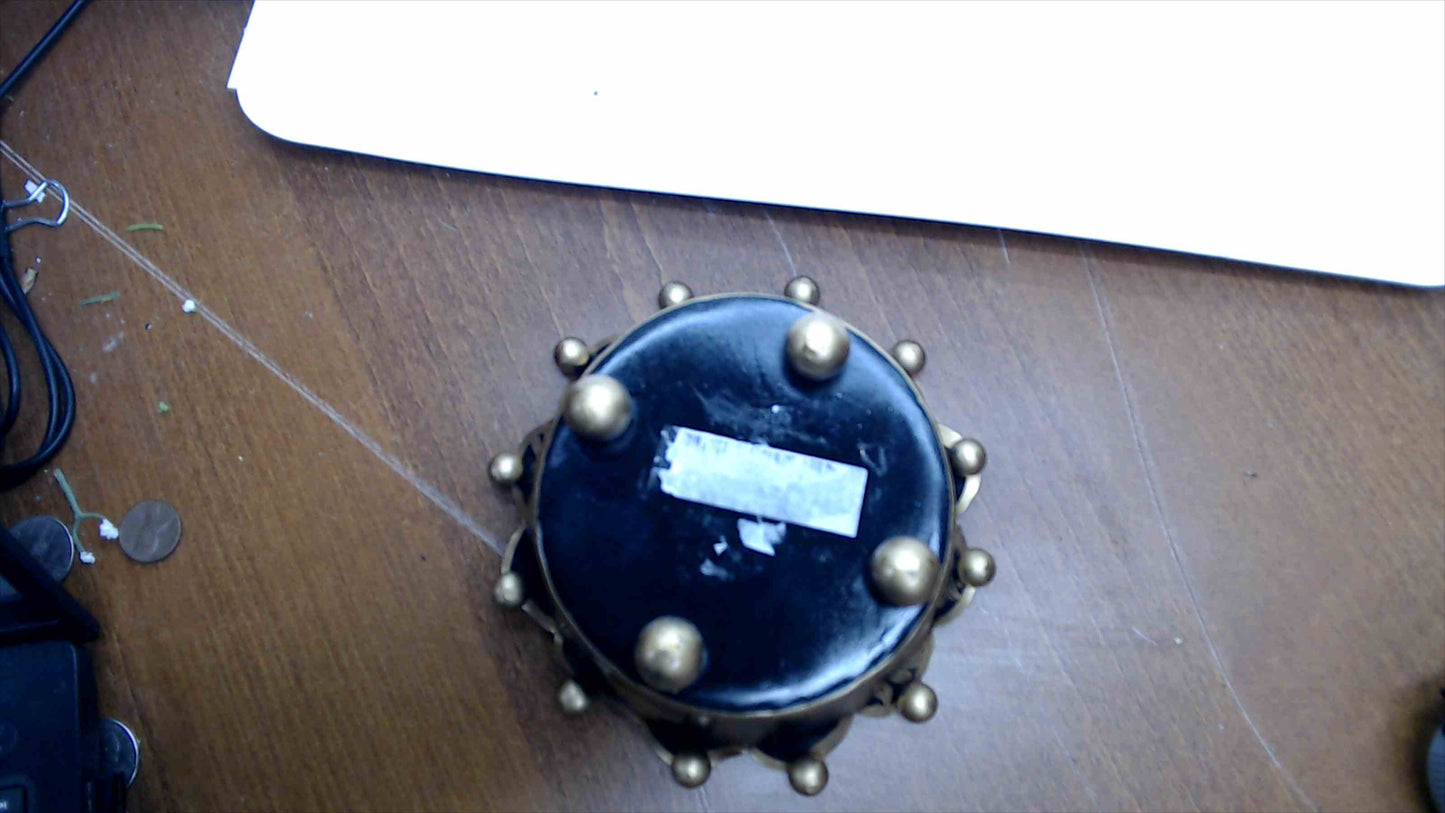 Vintage Black & Gold Tole Crown Cachepot with Bee & Floral Wreath, 6" — Napoleonic Style