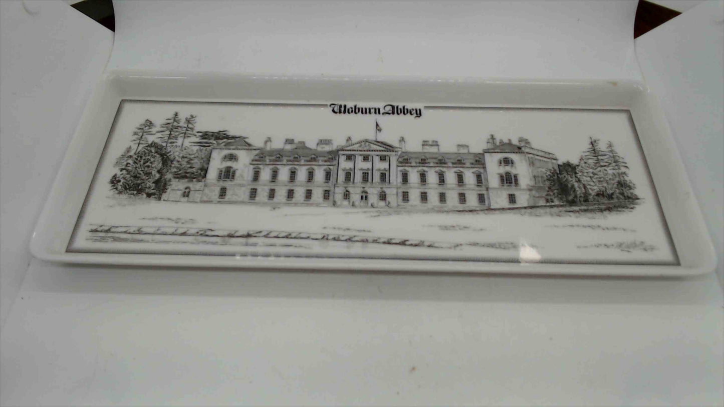 Woburn Abbey Melamine Souvenir Tray — Architectural Illustration, Made in Great Britain, 15"