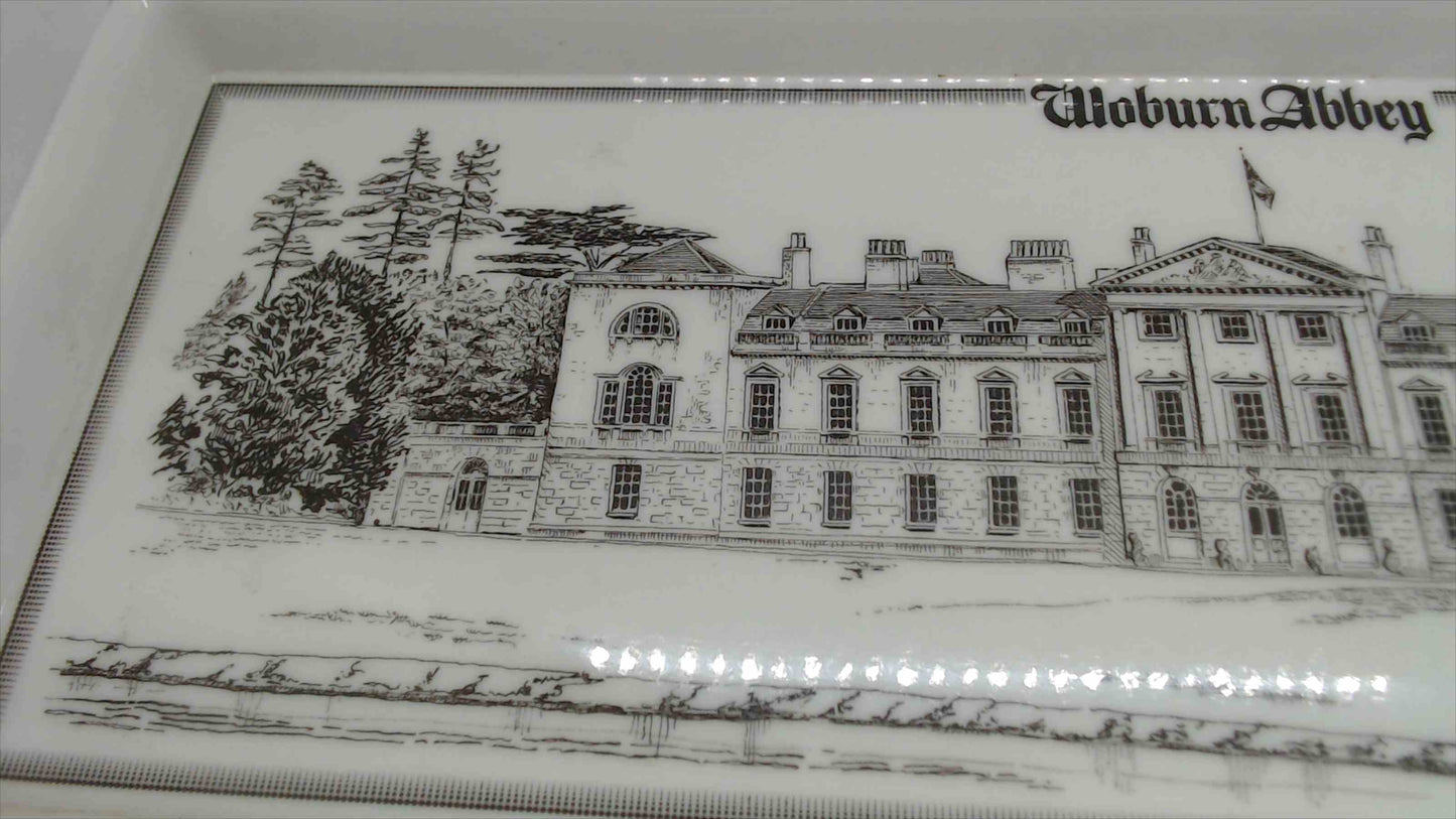 Woburn Abbey Melamine Souvenir Tray — Architectural Illustration, Made in Great Britain, 15"