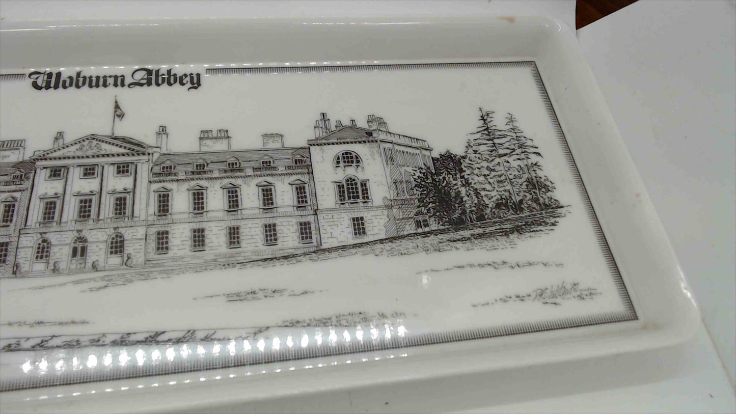 Woburn Abbey Melamine Souvenir Tray — Architectural Illustration, Made in Great Britain, 15"