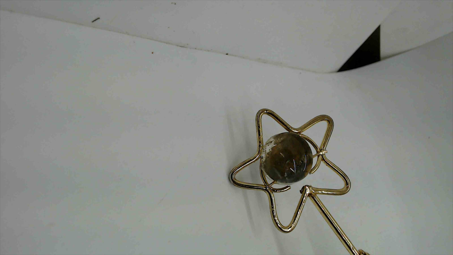 Vintage Capiz Shell & Gold Wire Christmas Tree Sculpture — Star Topper, Brass Base, 14.5"