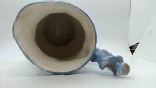 Blue & White Relief-Molded Stoneware Pitcher — Ivy & Rose on Basketweave, 8.5"