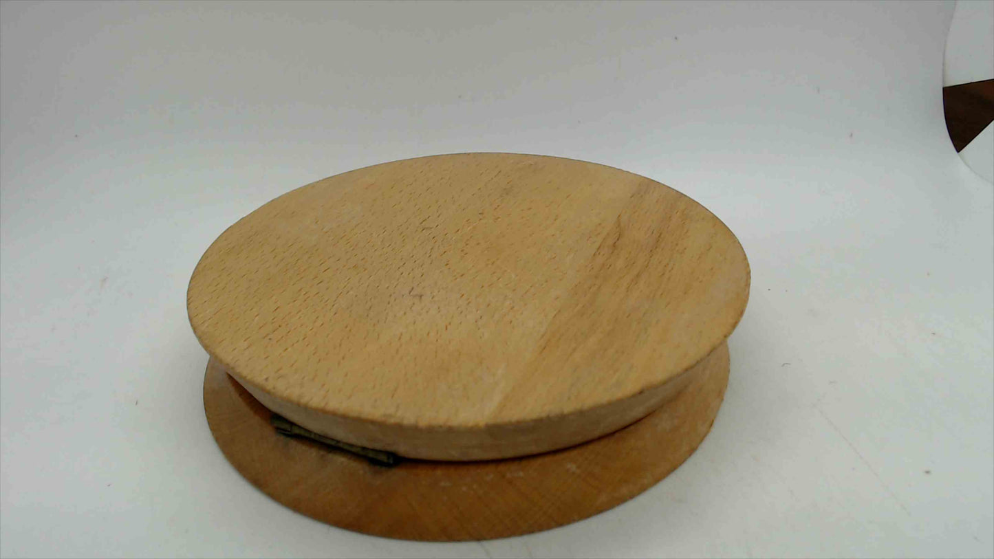 Vintage Hand-Painted Rooster Round Wooden Box — Lathe-Turned Hinged Lid, Folk Art Roosters, 5.75"