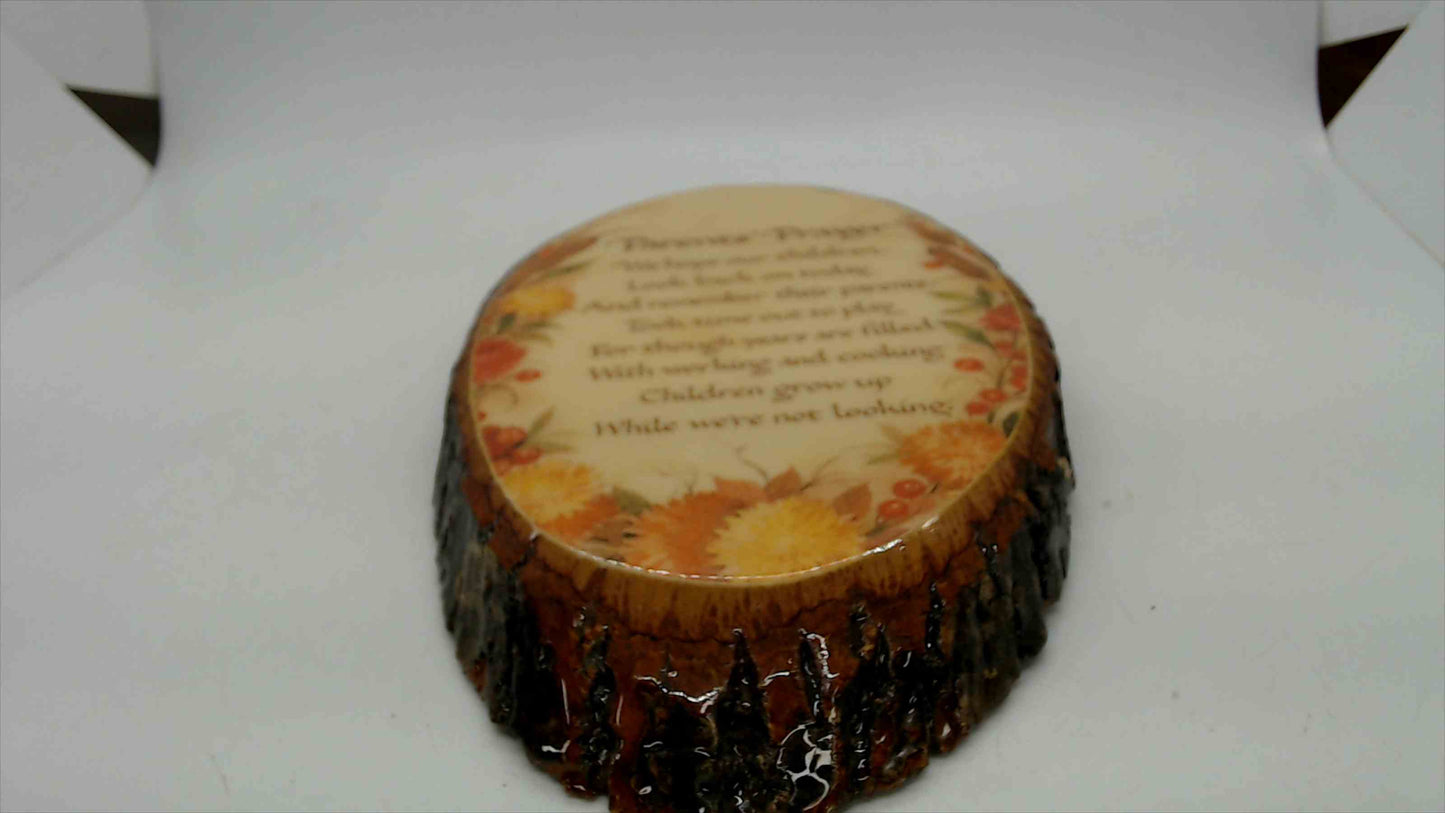 Lapp's Woodcraft "Parents' Prayer" Live-Edge Wood Slice Plaque — Decoupage Floral, Kinzer PA, 8"