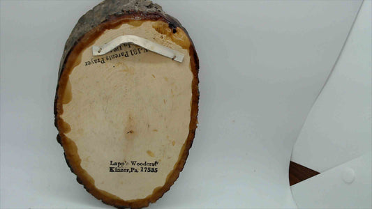 Lapp's Woodcraft "Parents' Prayer" Live-Edge Wood Slice Plaque — Decoupage Floral, Kinzer PA, 8"