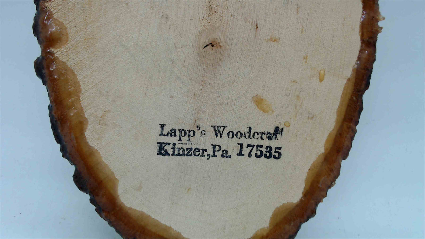 Lapp's Woodcraft "Parents' Prayer" Live-Edge Wood Slice Plaque — Decoupage Floral, Kinzer PA, 8"