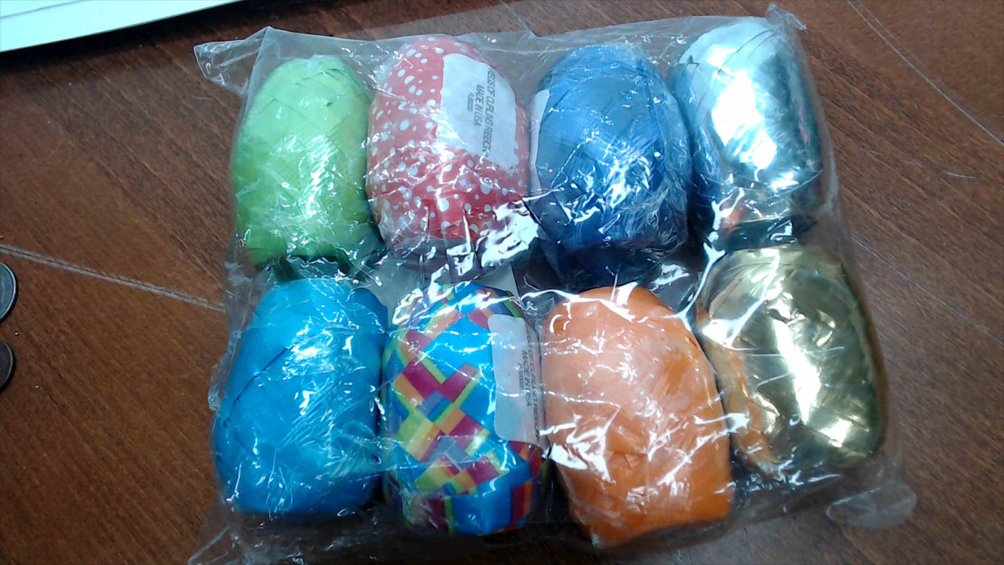 Kegs of Curling Ribbon Assorted Colors — Set of 8, Made in USA