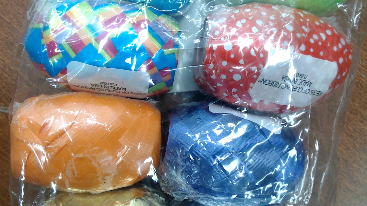 Kegs of Curling Ribbon Assorted Colors — Set of 8, Made in USA