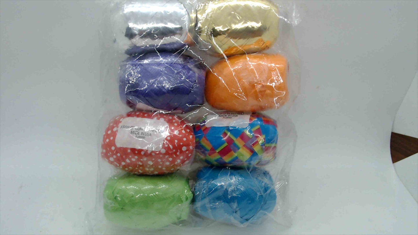 Kegs of Curling Ribbon Assorted Colors — Set of 8, Made in USA