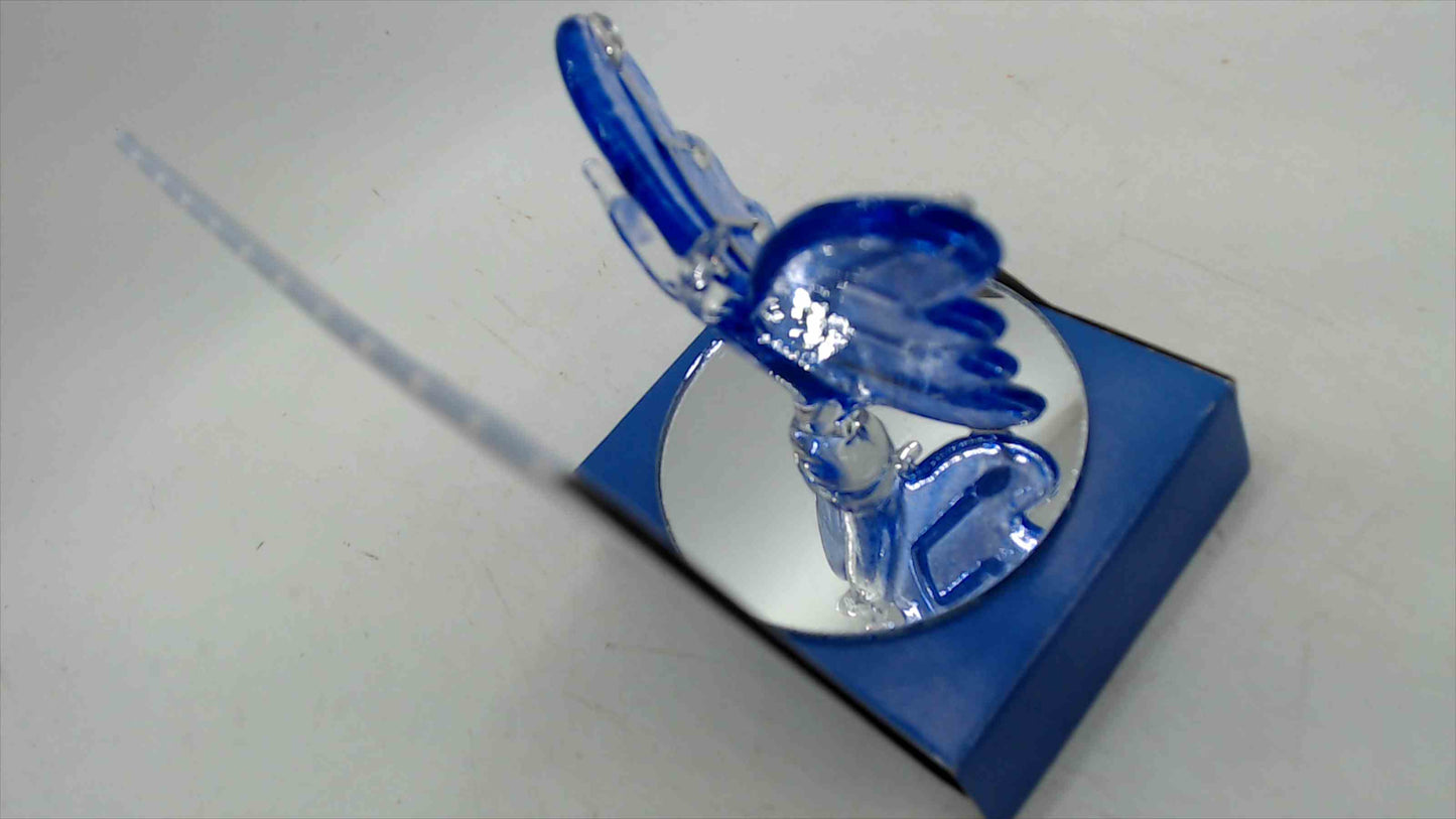 Interiors by Design Glass Butterfly Plaque Figurine — 2.5" Blue, Mirror Base, Original Box (SKU 2905462)