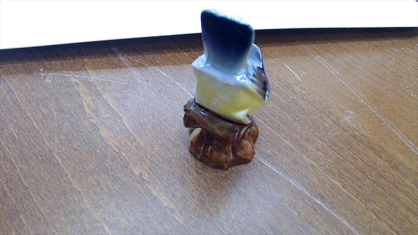 Vintage Ceramic Bluebird Figurine on Branch Base — 3" Tall, Mid-Century Style
