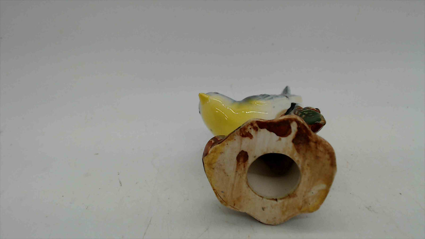 Vintage Ceramic Bluebird Figurine on Branch Base — 3" Tall, Mid-Century Style