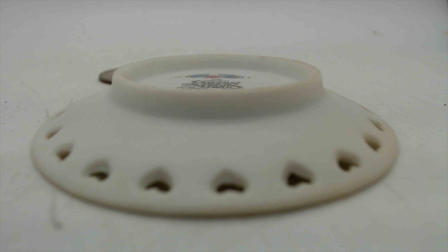 Enesco Precious Moments "Love Is Always Supportive" Miniature Reticulated Plate — 2.5", 1993, Made in China