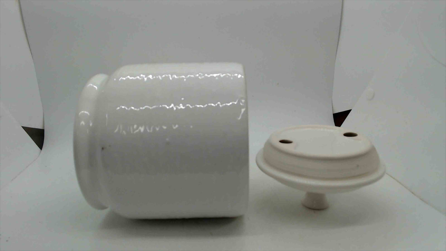 Nicole Miller New York White Ceramic Kitchen Canister with Lid – Ribbed Body, 7" Tall
