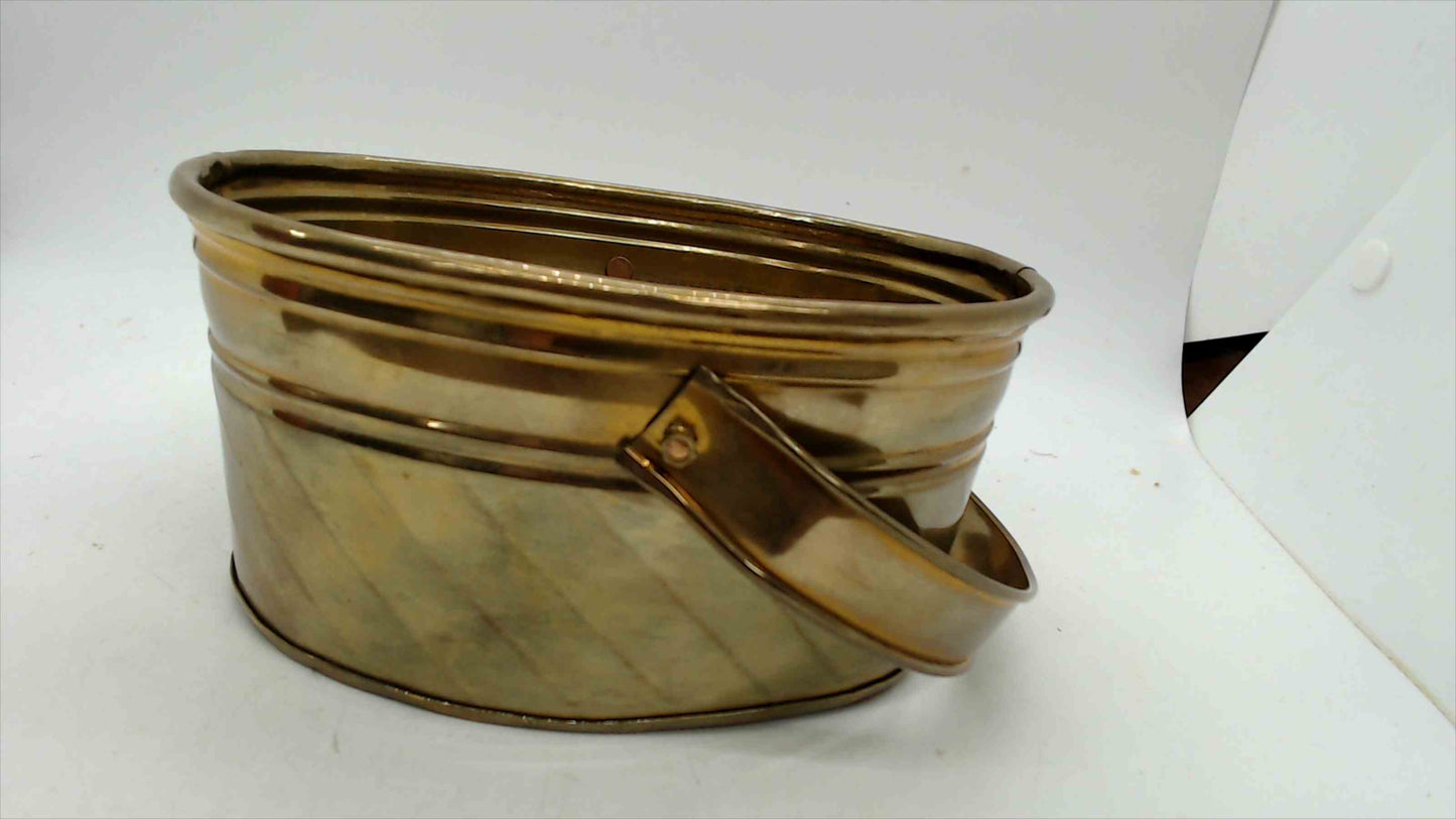 Hosley Solid Brass Oval Basket with Handle – 6" Decorative Collectible, Made in India