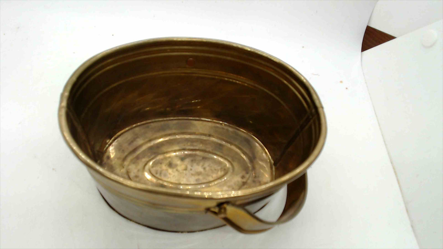 Hosley Solid Brass Oval Basket with Handle – 6" Decorative Collectible, Made in India