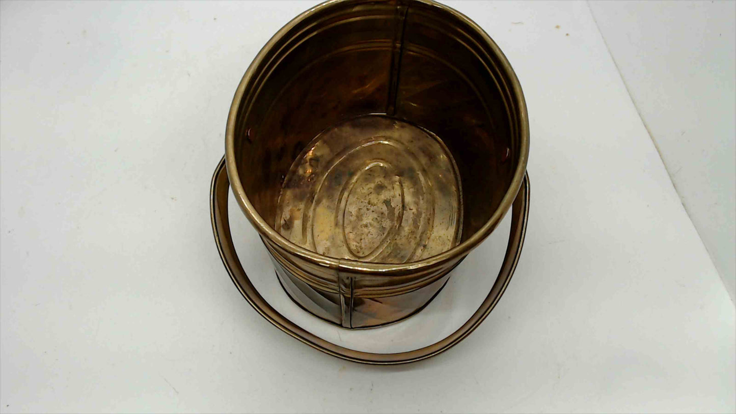 Hosley Solid Brass Oval Basket with Handle – 6" Decorative Collectible, Made in India