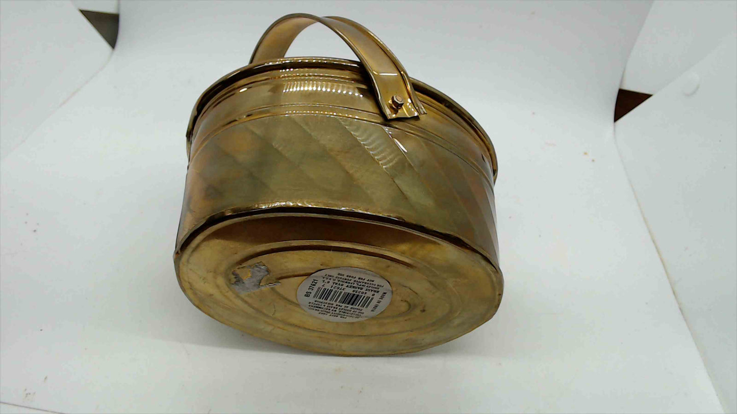 Hosley Solid Brass Oval Basket with Handle – 6" Decorative Collectible, Made in India