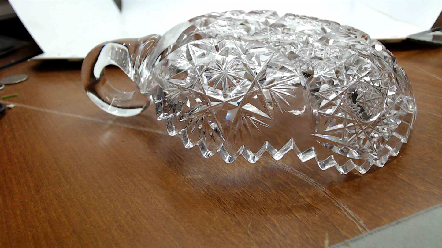 American Brilliant Period Cut Glass Nappy with Handle – Star & Hobstar Pattern, 6" Diameter