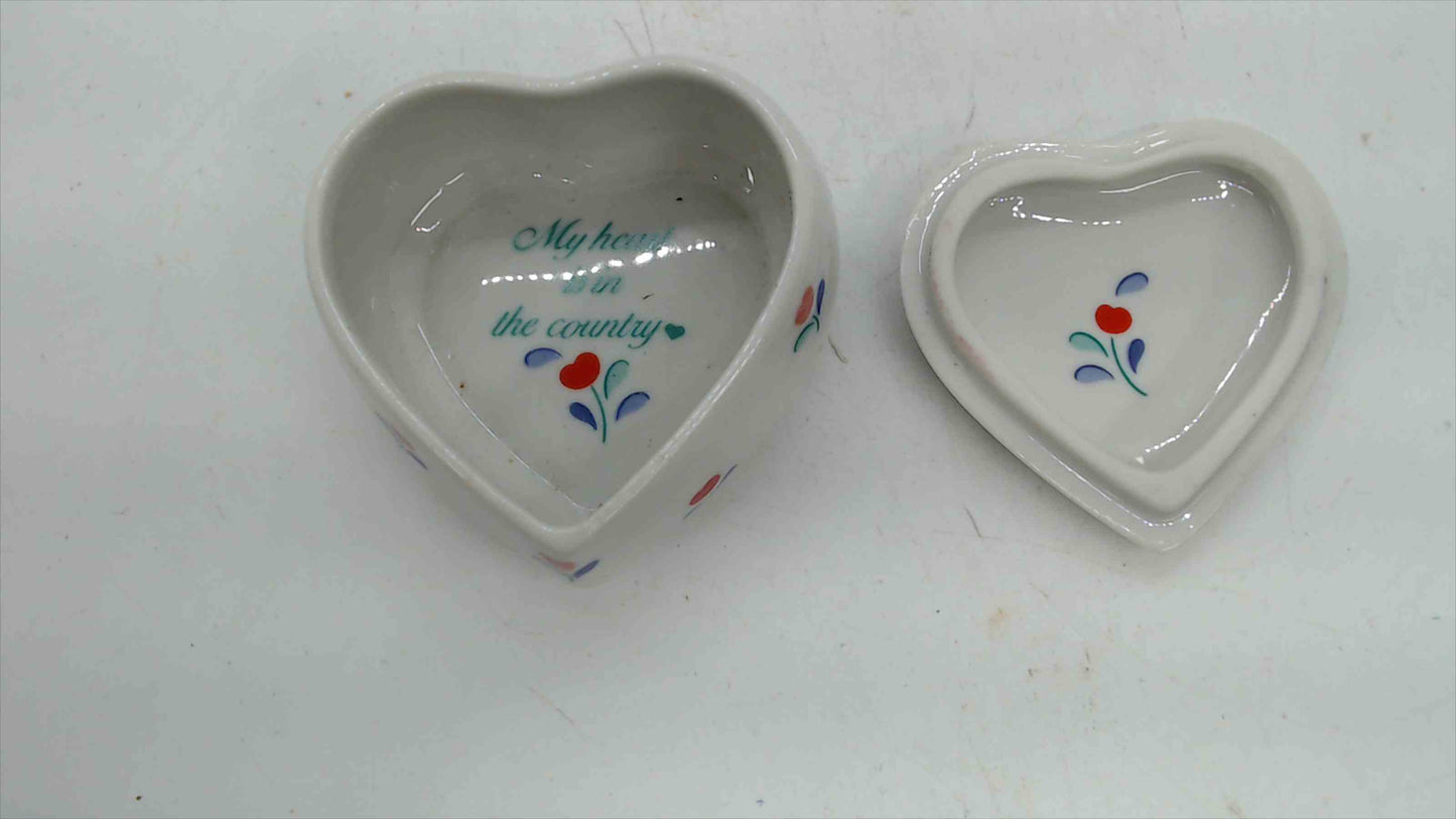 Germaine Monteil Heart-Shaped Porcelain Trinket Box — "My Heart Is in the Country," Made in Japan
