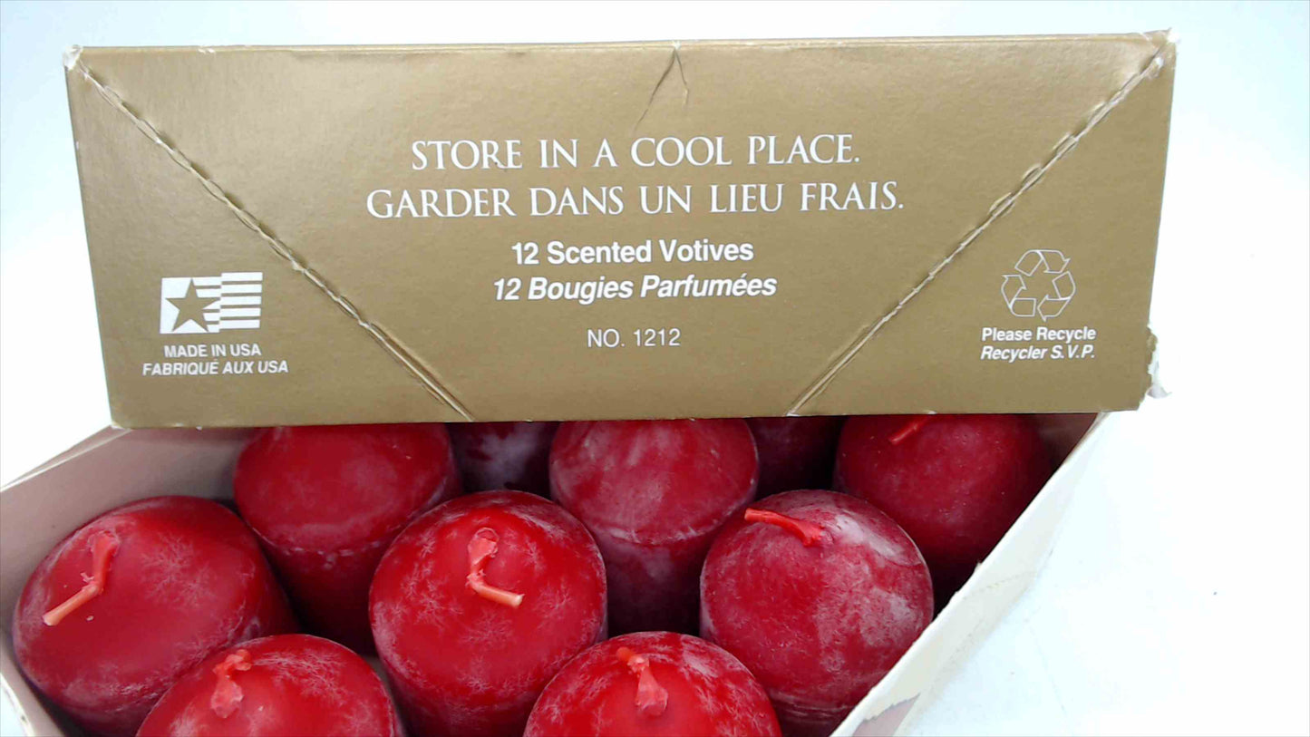 Lancaster Colony Candles Spiced Apple Scented Votive Candles — Box of 12, 1½" × 2", Vintage NOS