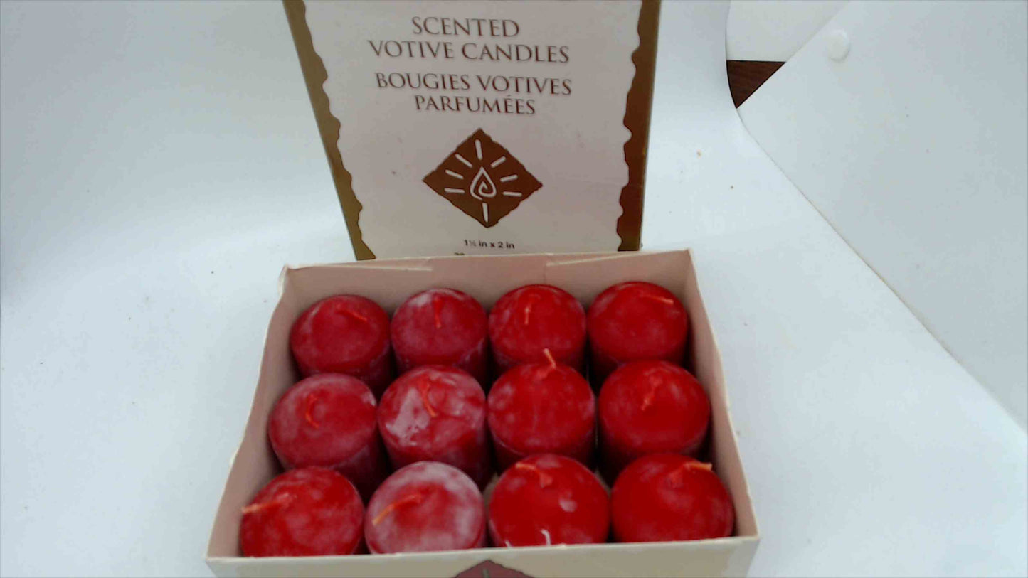 Lancaster Colony Candles Spiced Apple Scented Votive Candles — Box of 12, 1½" × 2", Vintage NOS