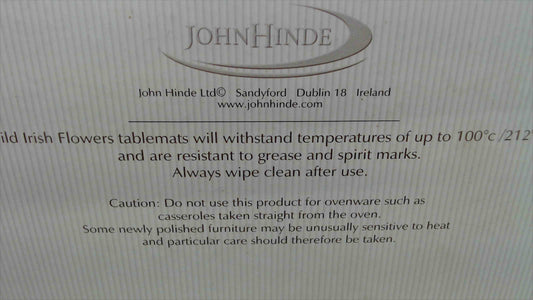 John Hinde "Wild Irish Flowers" Cork-Backed Placemats — Set of 6, Original Box, Made in Ireland