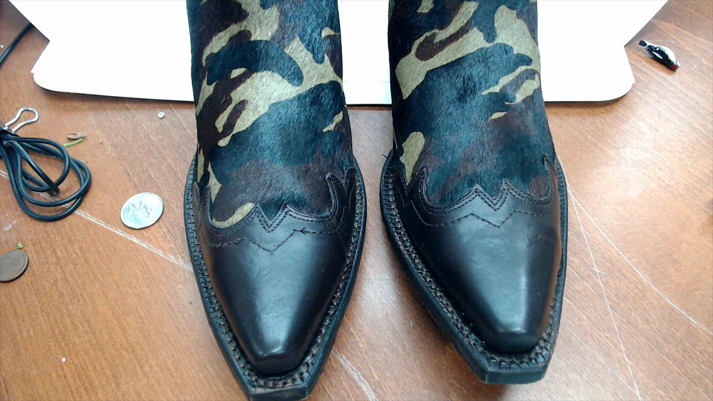 Tony Lama VF6045 Women's Camo Hair-On Short Western Boots – Size 10B – New with Tags