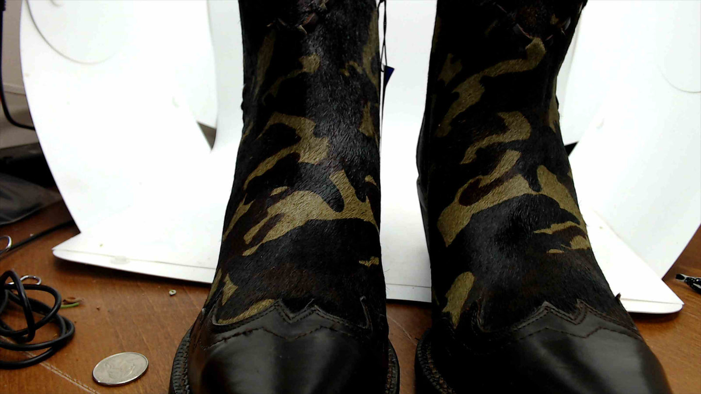 Tony Lama VF6045 Women's Camo Hair-On Short Western Boots – Size 10B – New with Tags
