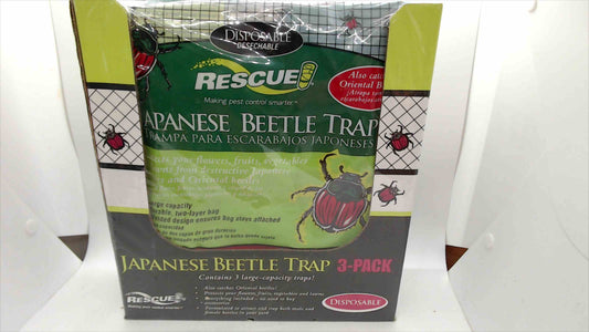 RESCUE! Japanese Beetle Trap – 3-Pack, Disposable, Large Capacity with Attractant