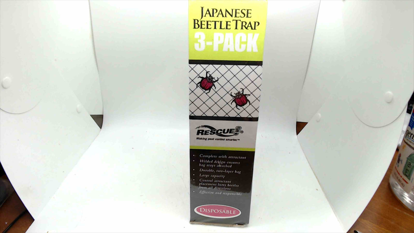 RESCUE! Japanese Beetle Trap – 3-Pack, Disposable, Large Capacity with Attractant