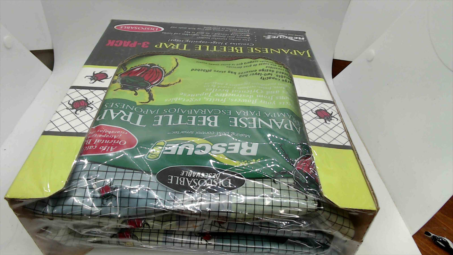 RESCUE! Japanese Beetle Trap – 3-Pack, Disposable, Large Capacity with Attractant