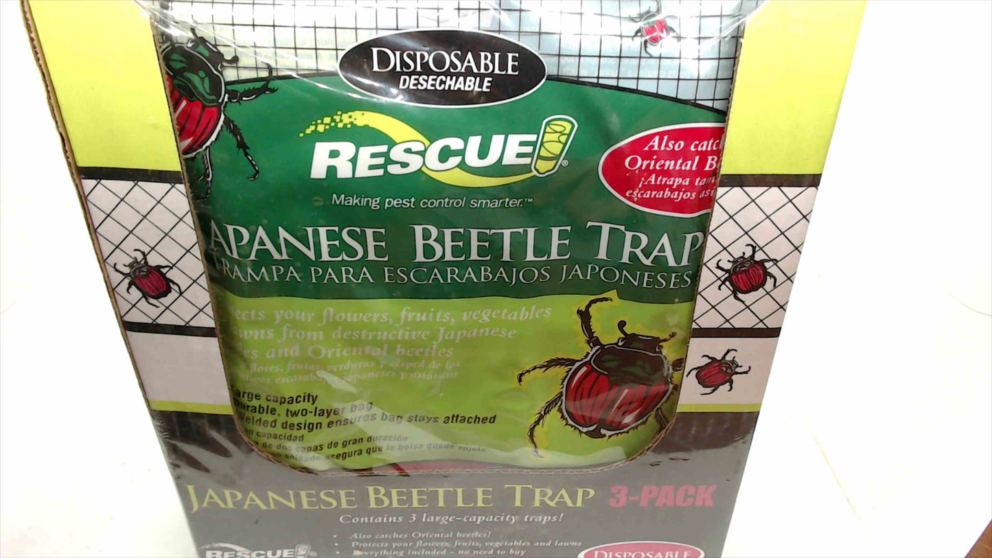 RESCUE! Japanese Beetle Trap – 3-Pack, Disposable, Large Capacity with Attractant
